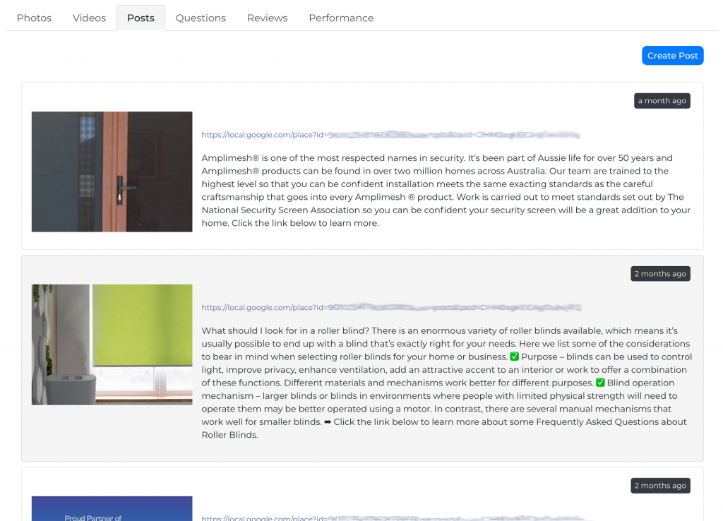 google business profile management - posts