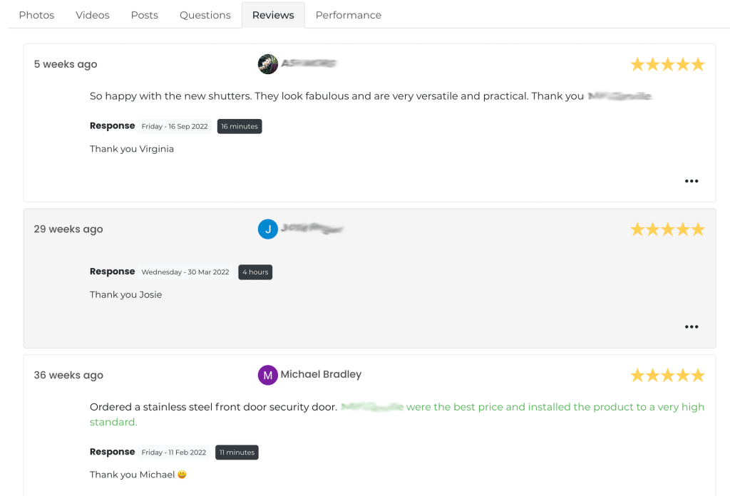 google business profile management - reviews