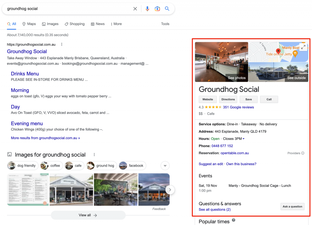Google Business Profile example